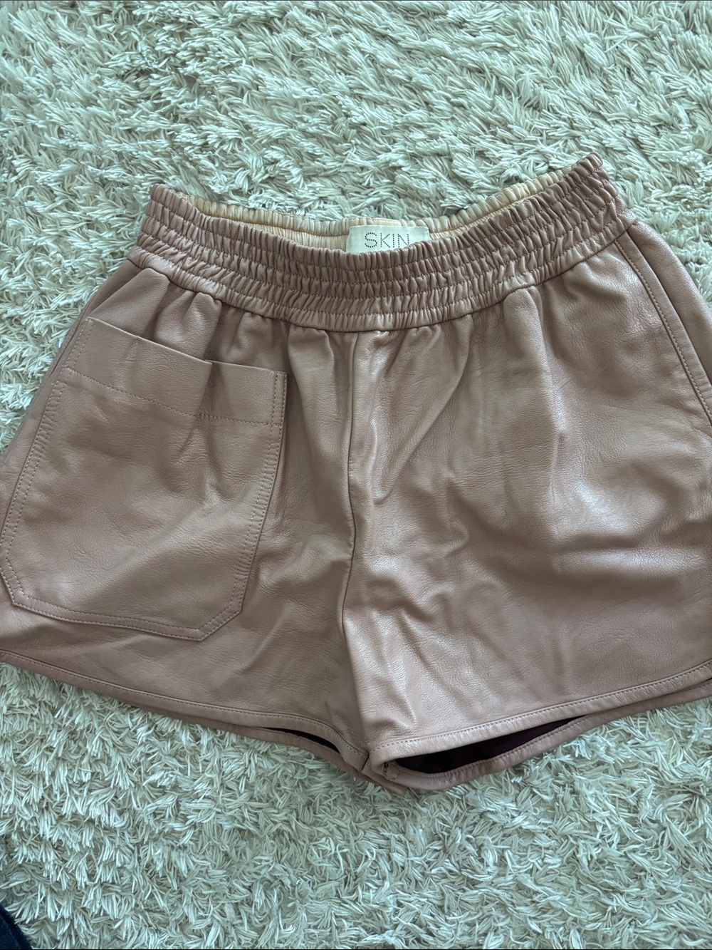 Stella McCartney Mauve-Taupe Faux Leather Athletic Shorts